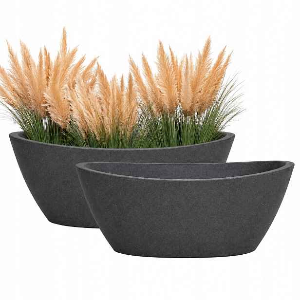Květináč 40 X 16 CM Grafit Dekorativní Na Terasu Do Obývacího Pokoje