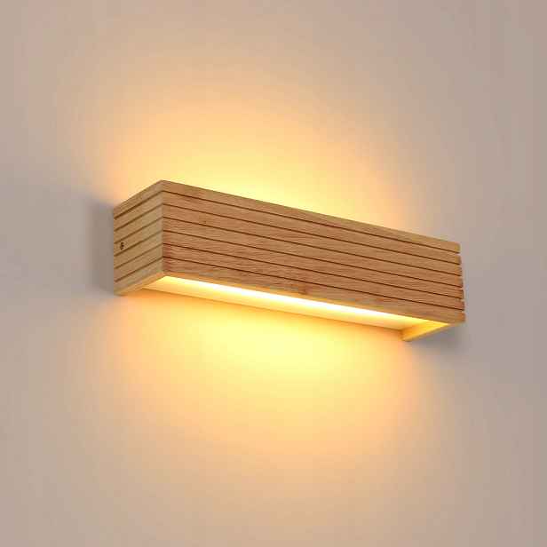 Led lampa nad zrcadlo nástěnné svítidlo do koupelny, dřevěné, 7W, 3000K
