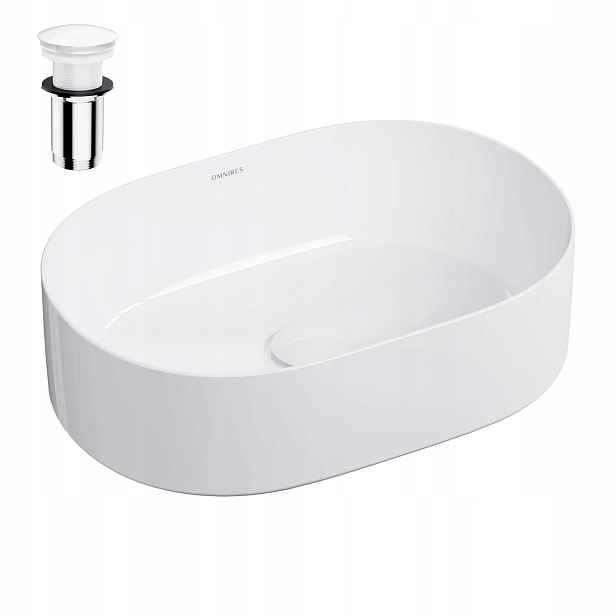 Omnires Mesa umyvadlová deska 46x31 cm bílá MESA460BP zátka klik-klak