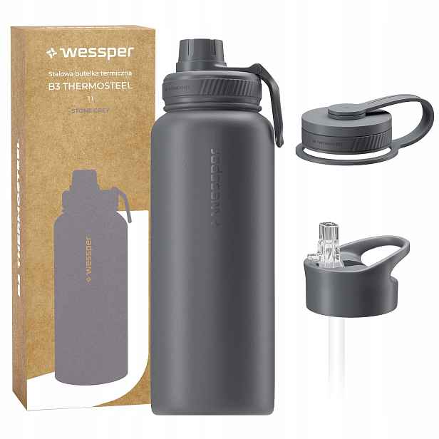 Termoláhev Wessper B3 Thermosteel termoska lahev na pití s vyměnitelnými náustky 1 l