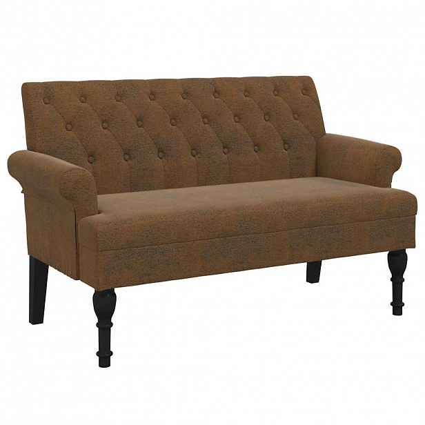 vidaXL Lavice s opěradlem hnědá 120 x 62 x 75,5 cm umělá semišová kůže