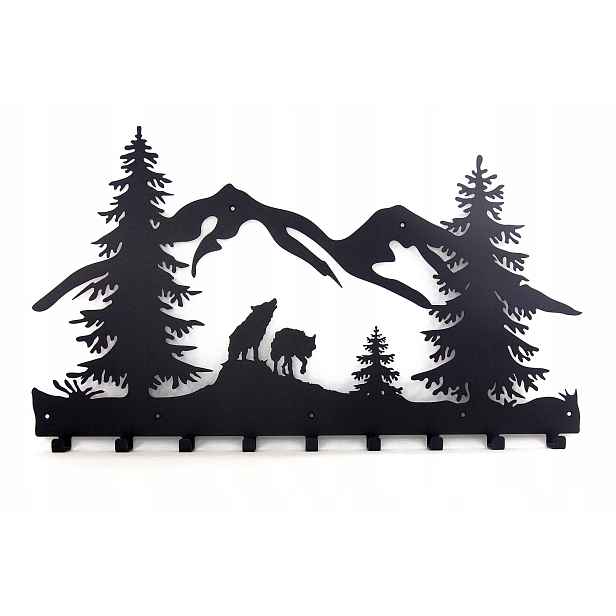 Nástěnný věšák na oblečení a klíče Vlk na Lesní Poleně XL 70 cm Puzzle!
