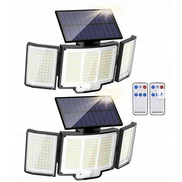 Solární lampy 2 ks s pohybovým senzorem, 348 Led 6500K, s dálkovým ovládáním