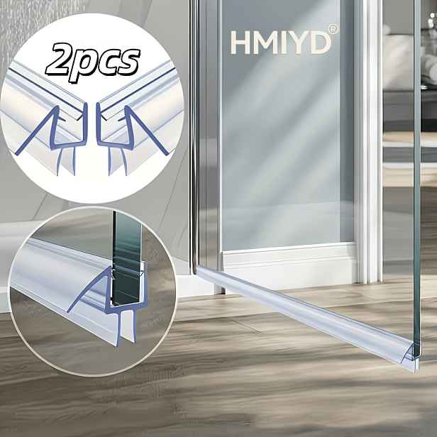 TEMU 2ks Bezrámové Spodní Těsnění Sprchových Dveří, Vhodné pro Skleněné Dveře o Tloušťce 6mm/0,24in – Zabraňuje Úniku Vody ze Sprchy a Vytváří Vodní
