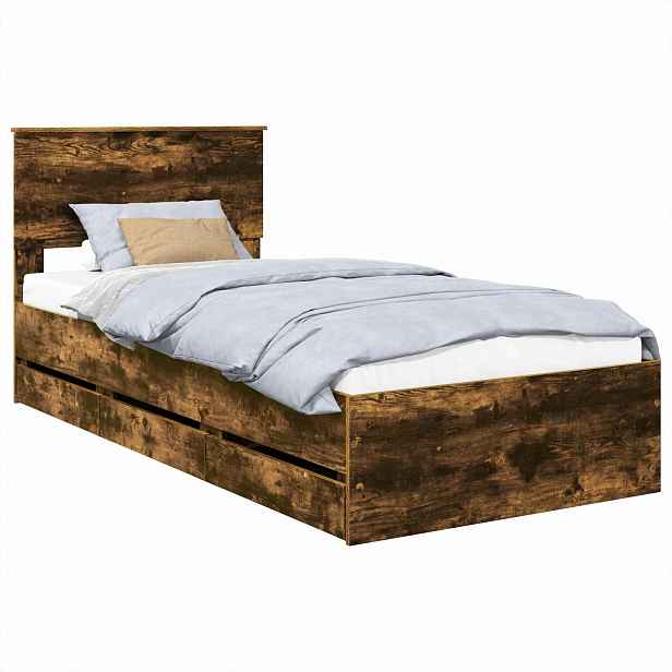 vidaXL Rám postele s čelo Kouřový dub 75 x 190 cm Inženýrské dřevo