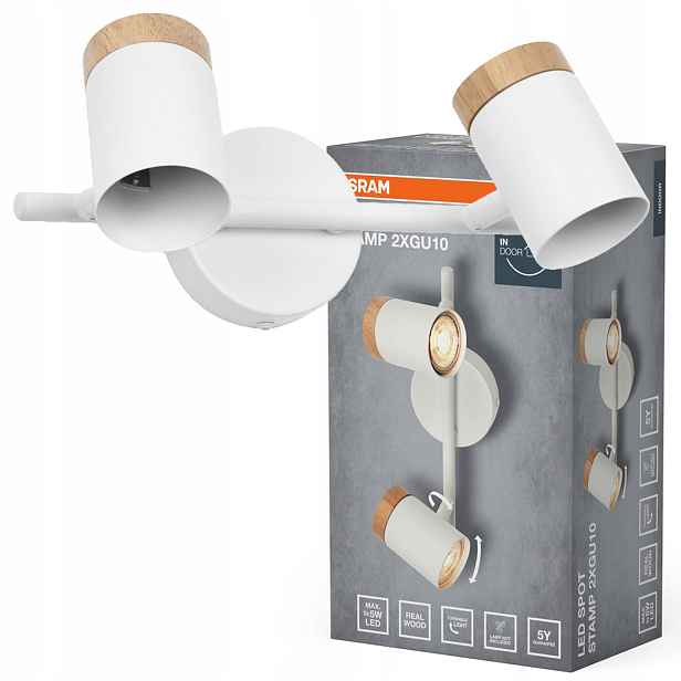 Nástěnná lampa stropní svítidlo Led reflektor Spot 2xGU10 Dřevo Stamp Osram