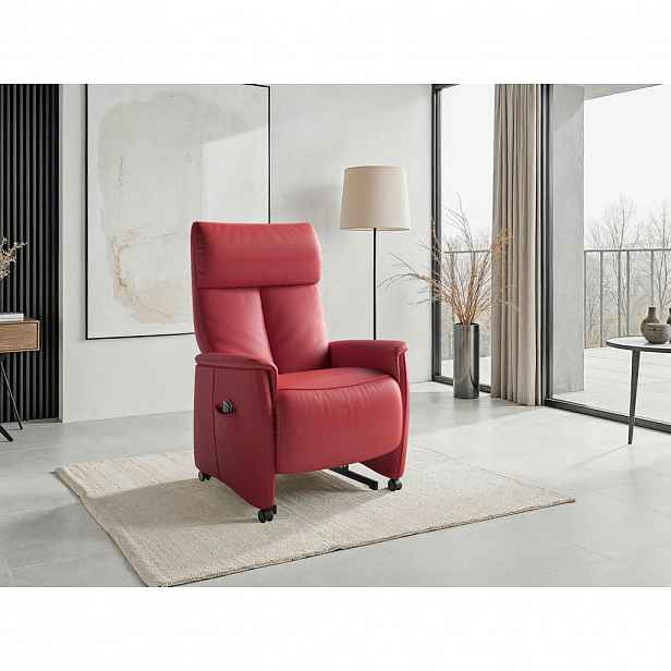 Sit & More RELAXAČNÍ KŘESLO, kůže, červená