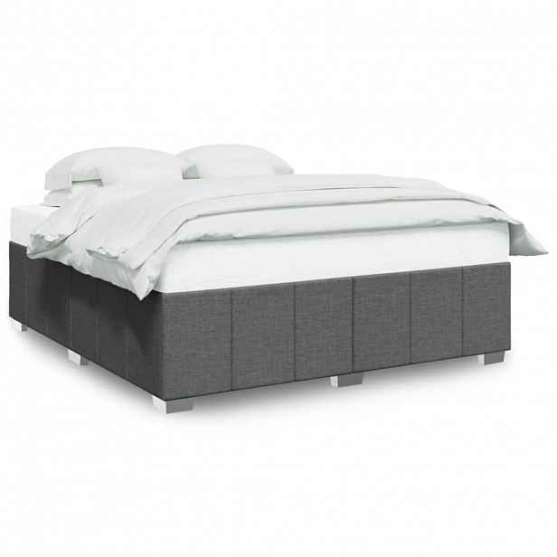 vidaXL Rám postele bez matrace tmavě šedý 200 x 200 cm textil