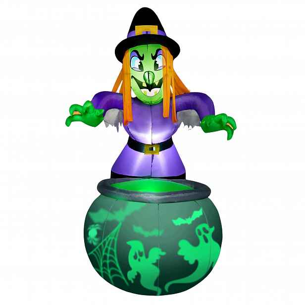 Čarodějnice Nafukovací Halloween 180 CM Kotel Zelená Led Pro Zahradu