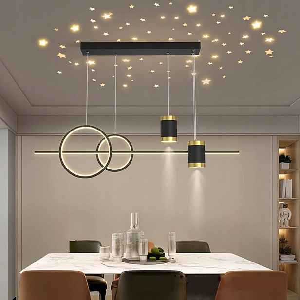 Moderní stropní Led závěsná lampa černo-zlatá