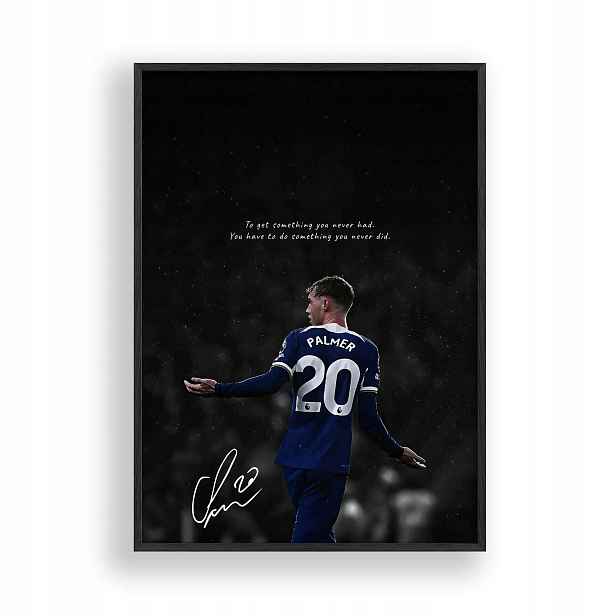 Obraz Cole Palmer Chelsea Fc Plakát Rámeček Dřevěný Černý 30x42 cm