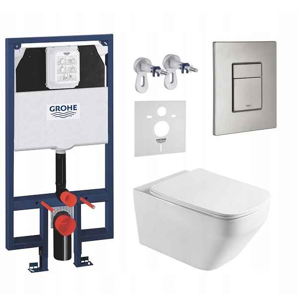 Stelaz Grohe Slim Wc Mísa Imprese Tornado Tlačítko nerezová ocel matná