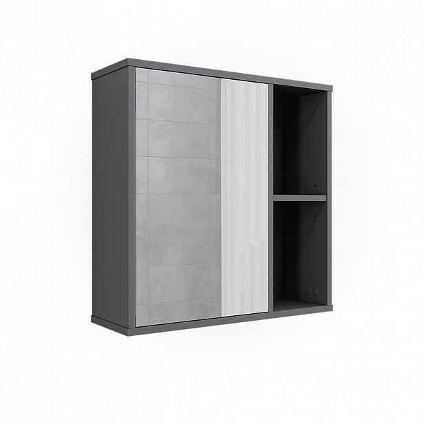 Vicco KOUPELNOVÁ SKŘÍŇKA SE ZRCADLEM Leano Antracit/horský dub 60 x 60 cm