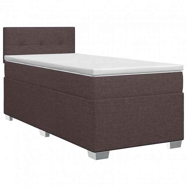 vidaXL Postel boxspring s matrací Tmavě hnědá 100 x 200 cm Textil