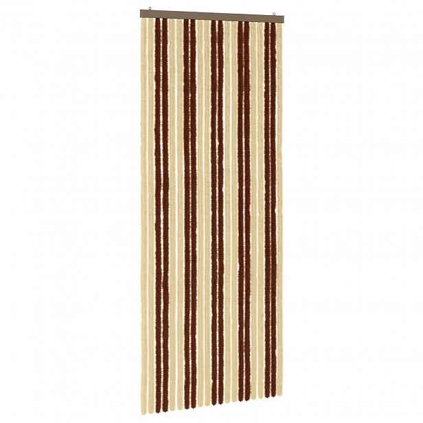 vidaXL Záclona proti hmyzu Chenille Hnědá a béžová 90 x 220 cm 100% PP