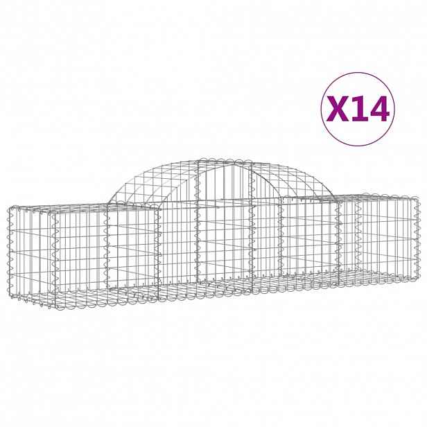 vidaXL Klenuté gabionové koše 14 ks 200x50x40/60 cm pozinkované železo