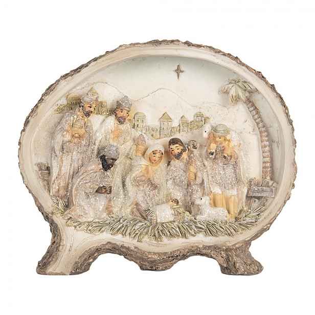 Béžová vánoční dekorace Betlém Nativity Scene - 18*4*15 cm Clayre & Eef