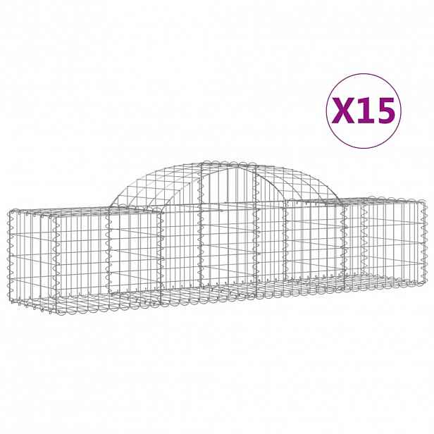 vidaXL Klenuté gabionové koše 15 ks 200x50x40/60 cm pozinkované železo