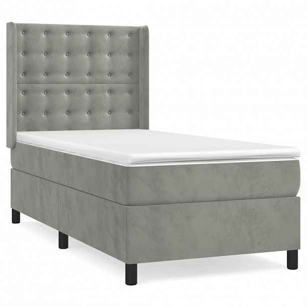 vidaXL Box spring postel s matrací světle šedá 80 x 200 cm samet