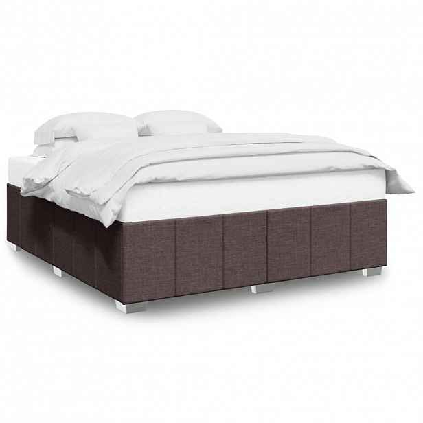 vidaXL Rám postele bez matrace tmavě hnědý 200 x 200 cm textil