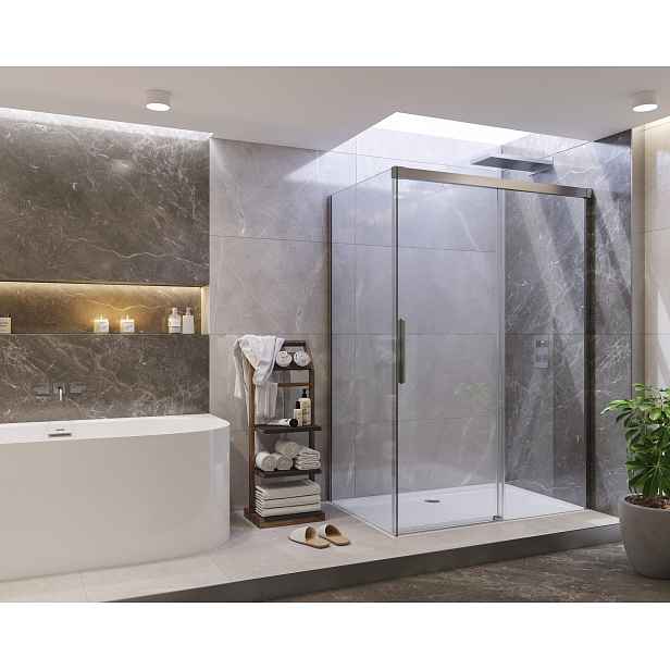 NOBEL R53 Chrom Luxusní sprchová zástěna obdélníková 140x90cm, sklo 8mm