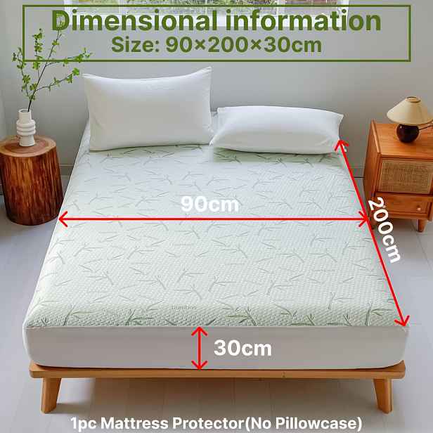 TEMU 1 ks Ultra-měkkého voděodolného bambusového 3D chrániče matrace - prodyšný chladicí prostěradlo s gumou, vhodný pro matrace do 30 cm, ideální do