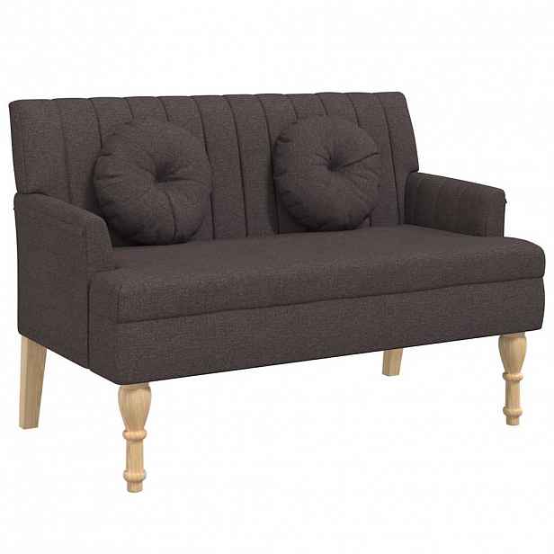 vidaXL Lavice s polštáři tmavě hnědá 113 x 64,5 x 75,5 cm textil