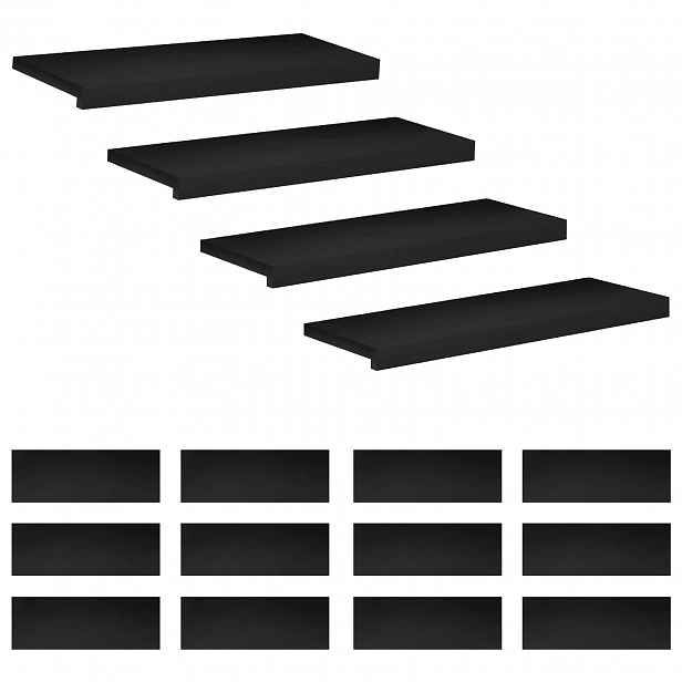 vidaXL Schodišťové nášlapy 16 ks 80 x 25 x 2 cm Černá