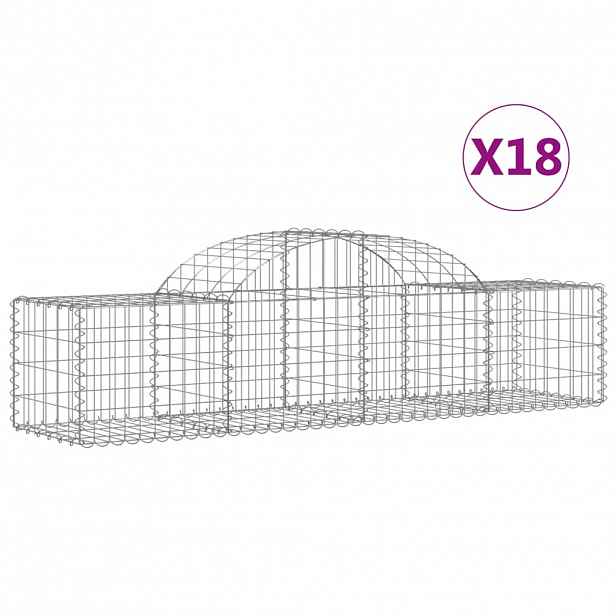 vidaXL Klenuté gabionové koše 18 ks 200x50x40/60 cm pozinkované železo