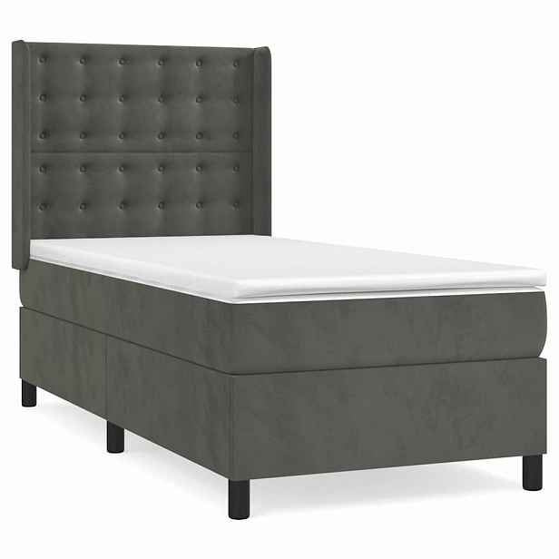vidaXL Box spring postel s matrací tmavě šedá 80 x 200 cm samet