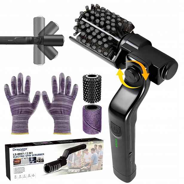 Elektrický kartáč na gril, Nástroj na čištění grilu, 3 rychlosti