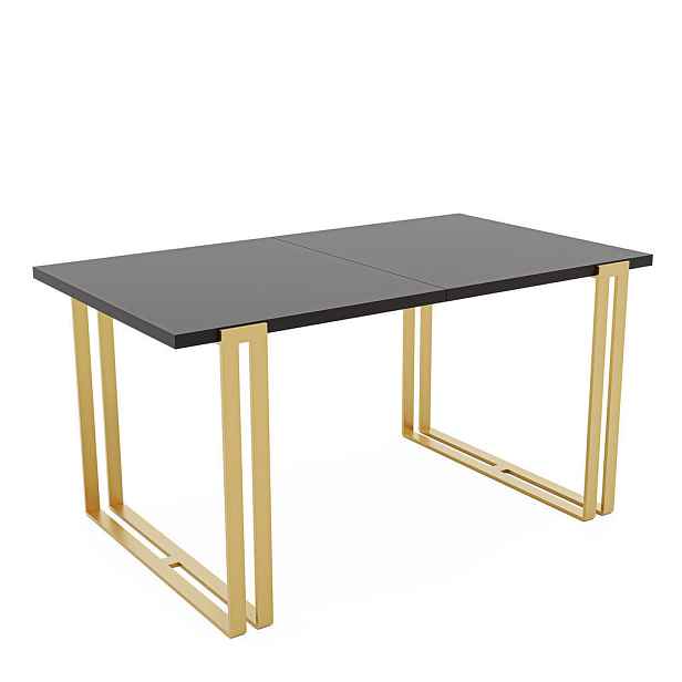 Idohome JÍDELNÍ STŮL HOLTE 140 cm rozkládací z MDF, zlatý / černý Molet