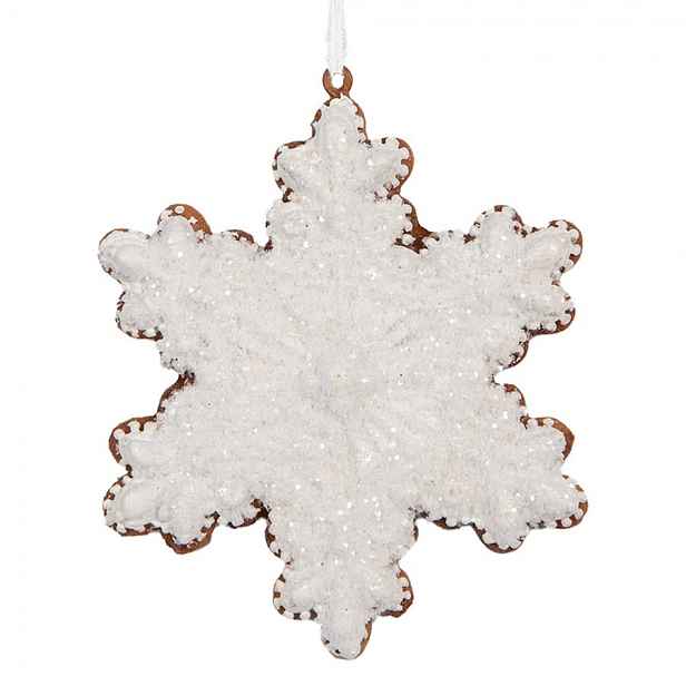 Závěsná dekorace perníková vločka Frosted Ginger - 9*1*10 cm Clayre & Eef