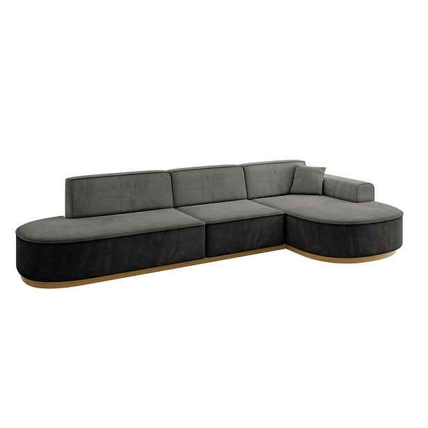 ALTDECOR ROHOVÁ SEDAČKA s otomanem, pravá MARI-L2-v2 328x171x83 Tmavě šedá Velur