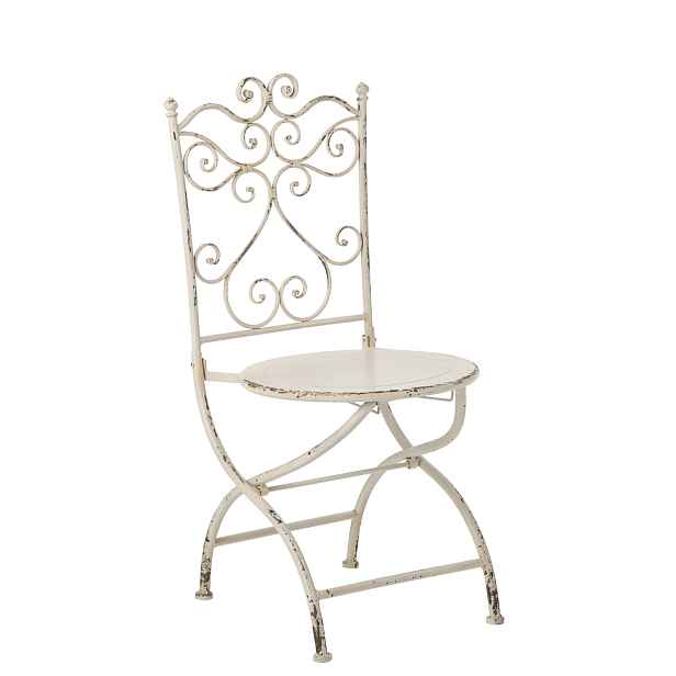 Bílá antik kovová zahradní židle Vintage Romance – 44*49,5*95 cm J-Line by Jolipa