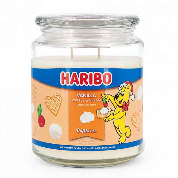 VONNÁ SVÍČKA Transparentní ve skle Vanilla Waffle Cream dvojitý knot 510 g