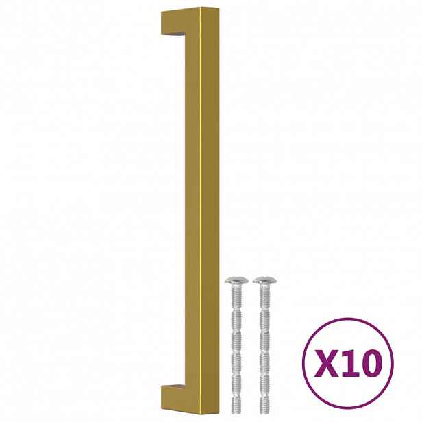 vidaXL Nábytkové úchytky 10 ks zlaté 192 mm nerezová ocel