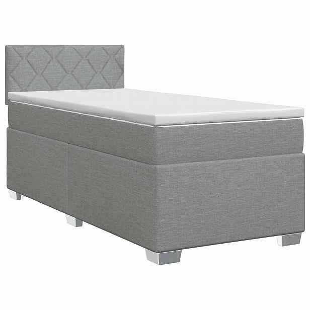 vidaXL Postel boxspring s matrací Světle šedá 100 x 200 cm Textil