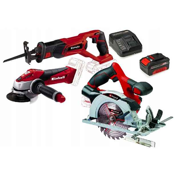 Einhell Sada Elektrického Nářadí 18V 4AH Pila Pxc Bruska A Další