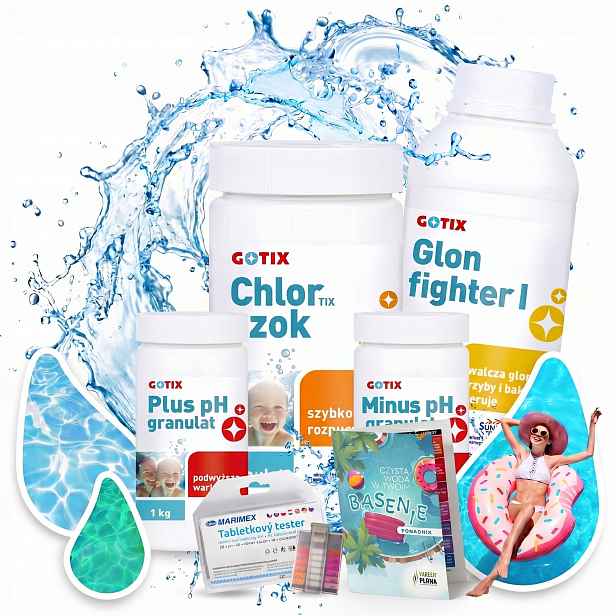 CHLORtix GLONfighter pH+ a pH- Startovací Sada Bazénové Chemie Gotix 5V1