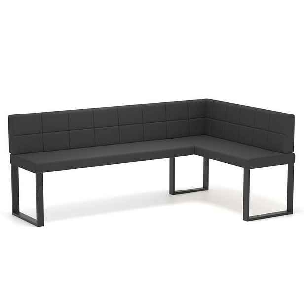 Idohome ROHOVÁ LAVICE SANA U pravá ekokůže prošívaná, 128/168 cm, černá