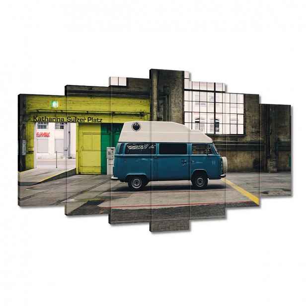 Obrazy 140x80 Modrý autobus Auto