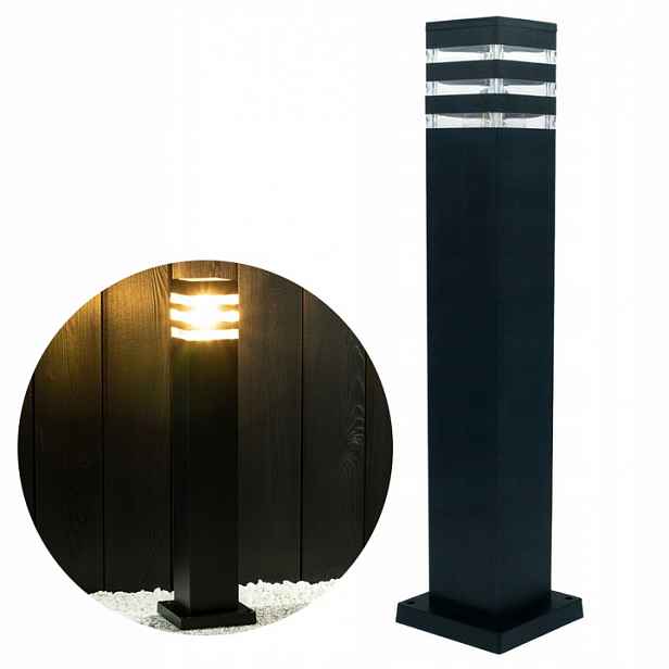 Stojací zahradní lampa s osvětlovacím sloupkem 60 cm E27 černý hliník