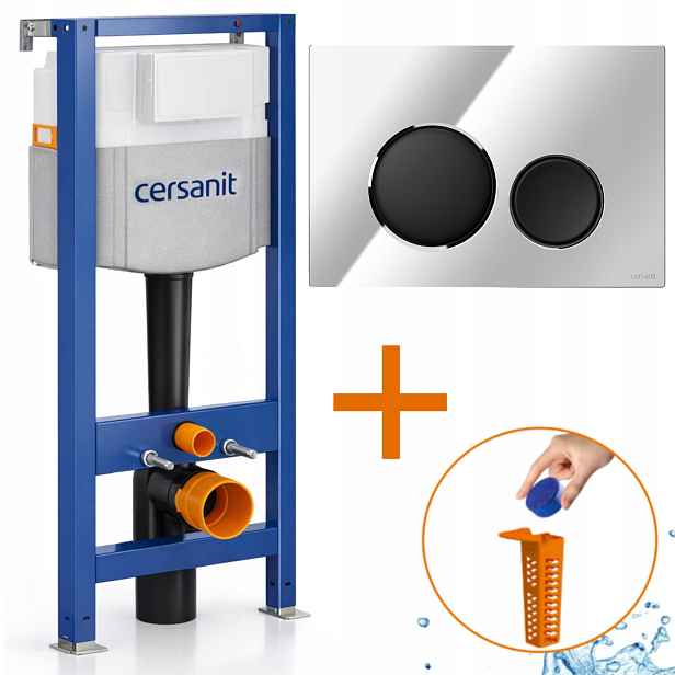 Cersanit Mechanický rám Aqua 50 Set chrom lesk Tlačítko Černé Luna