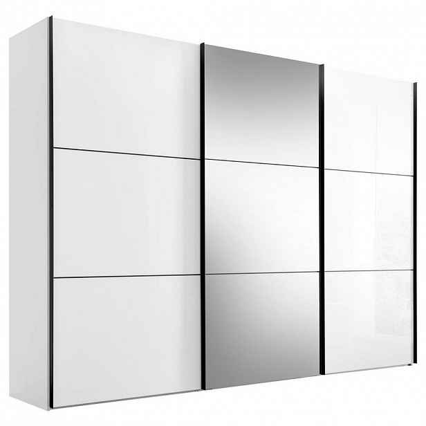 Moderano SCHWEBETÜRENSCHRANK Glasfront, bílá, 249/222/68 cm - Šatní skříně - 000531006091