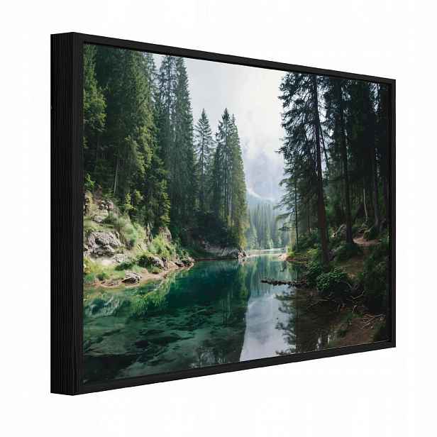 Wallarena ZARÁMOVANÉ obrazy les řeka zelená 100x70 cm