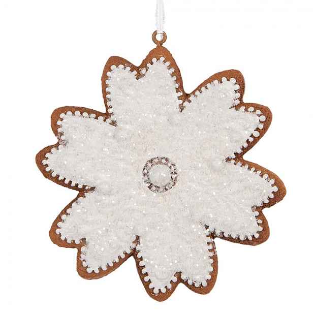 Závěsná dekorace perníková vločka Frosted Ginger - 9*1*10 cm Clayre & Eef