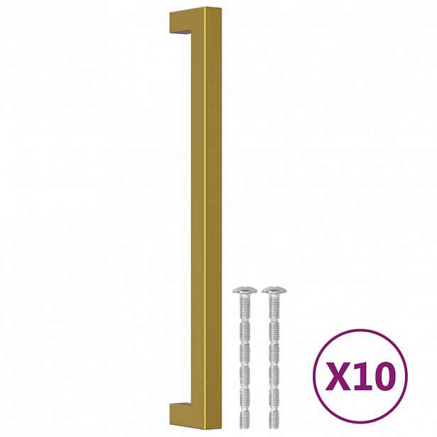 vidaXL Nábytkové úchytky 10 ks zlaté 224 mm nerezová ocel