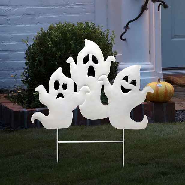 Halloween, zahradní dekorace, kovové prvky, značky s kolíkem, venkovní použití