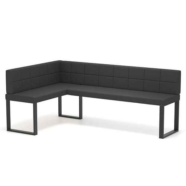 Idohome ROHOVÁ LAVICE SANA U levá ekokůže prošívaná, 128/168 cm, černá